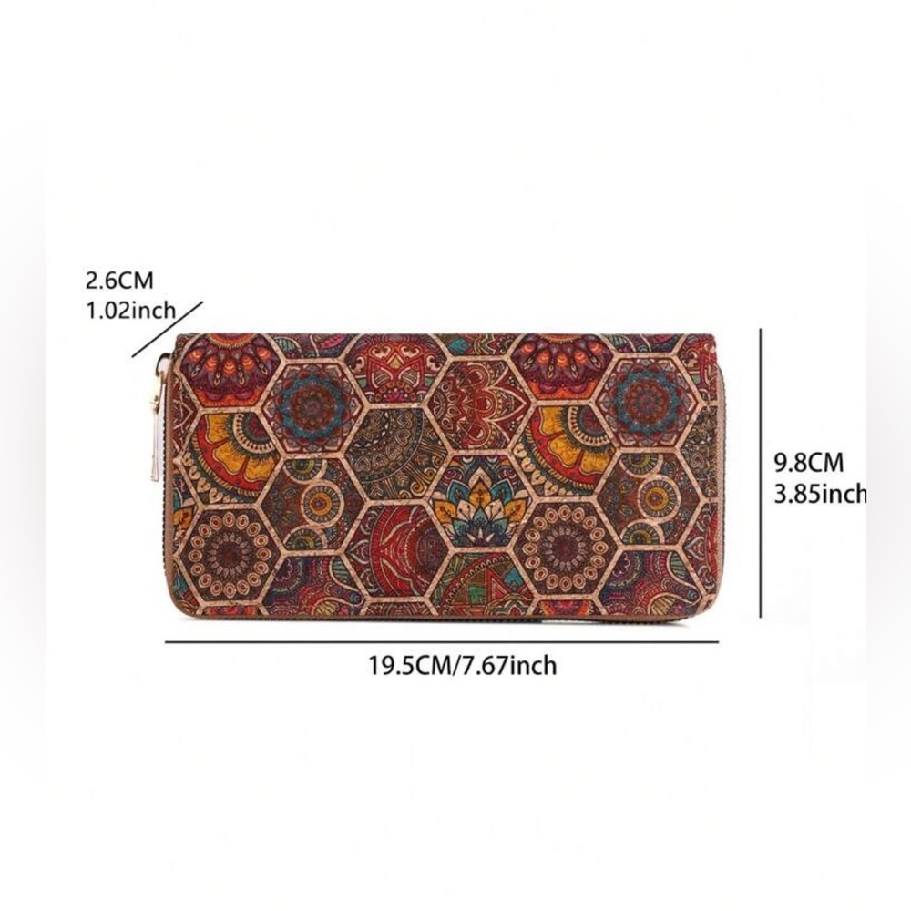 Bohemian Geometric Print Zip-Around Multicolor Long Wallet - Picture 7 of 7